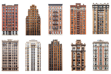 PNG classic skyscraper element set, transparent background