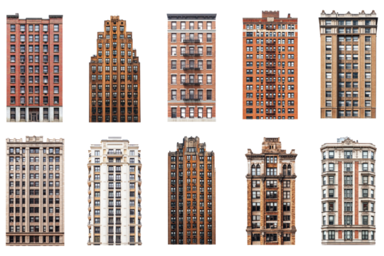 PNG classic skyscraper element set, transparent background