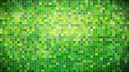 Fototapeta premium A digital mosaic of green hues, arranged in a grid of countless squares, creates a subtle, radiant effect.