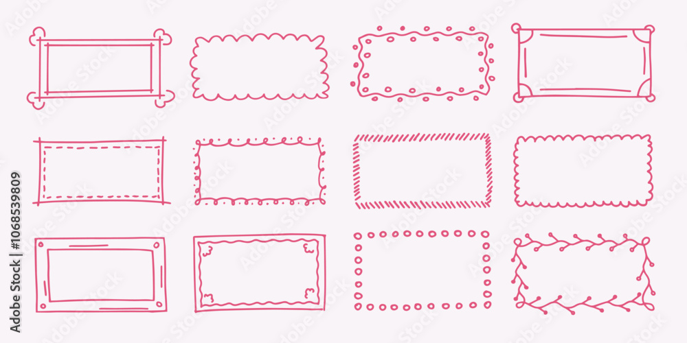 Canvas Prints hand drawn frames and picture border doodles, empty backgrounds for text and images, vector illustra
