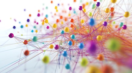 A Complex Network of Colorful Spheres Connected by Thin Strings