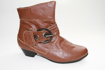 Women's Winter Boots and Shoes. On a white background. Side view. Unbranded model.