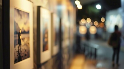 Soft focus photographs on display inviting viewers to interpret their own meaning behind each image.