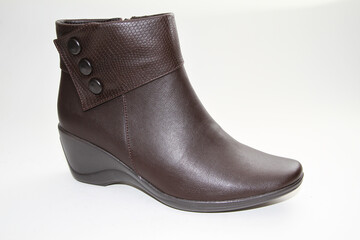 Women's Winter Boots and Shoes. On a white background. Side view. Unbranded model.