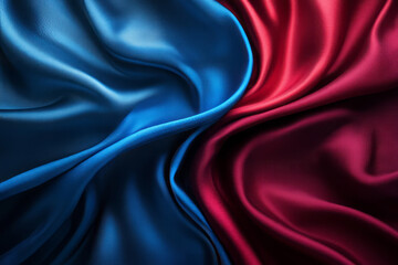 Fototapeta premium vibrant blue and red satin fabric textures for luxurious design backgrounds