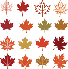 Obraz premium Fall Leaves SVG Bundle Silhouette, Fall Cliparts Vector Bundle, Maple Leaf Illustration, Autumn Fall Leaf Silhouette