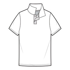 Men's Henley Shirt, Flat Sketch, Technical Drawing

