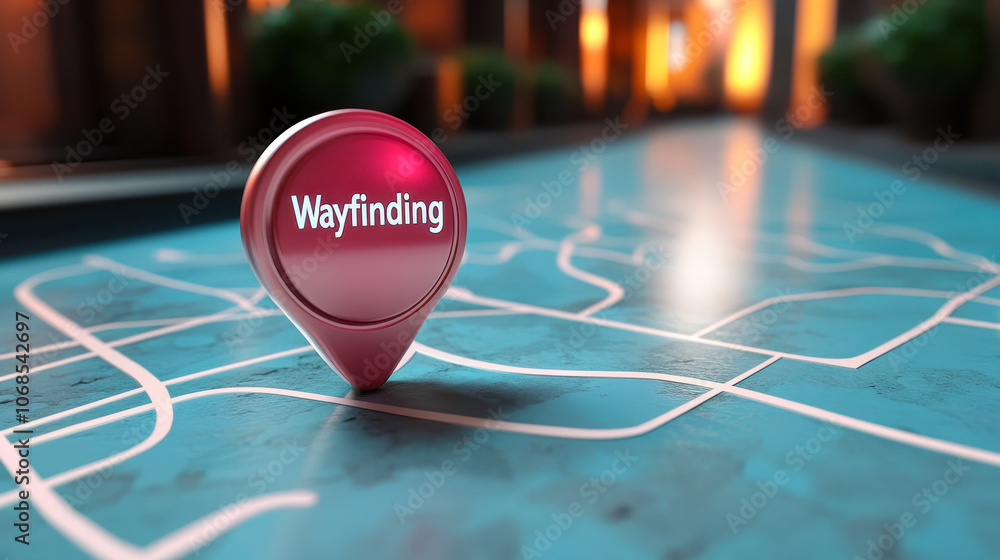 Aufkleber 3d navigation map pin illustration for wayfinding and location directions