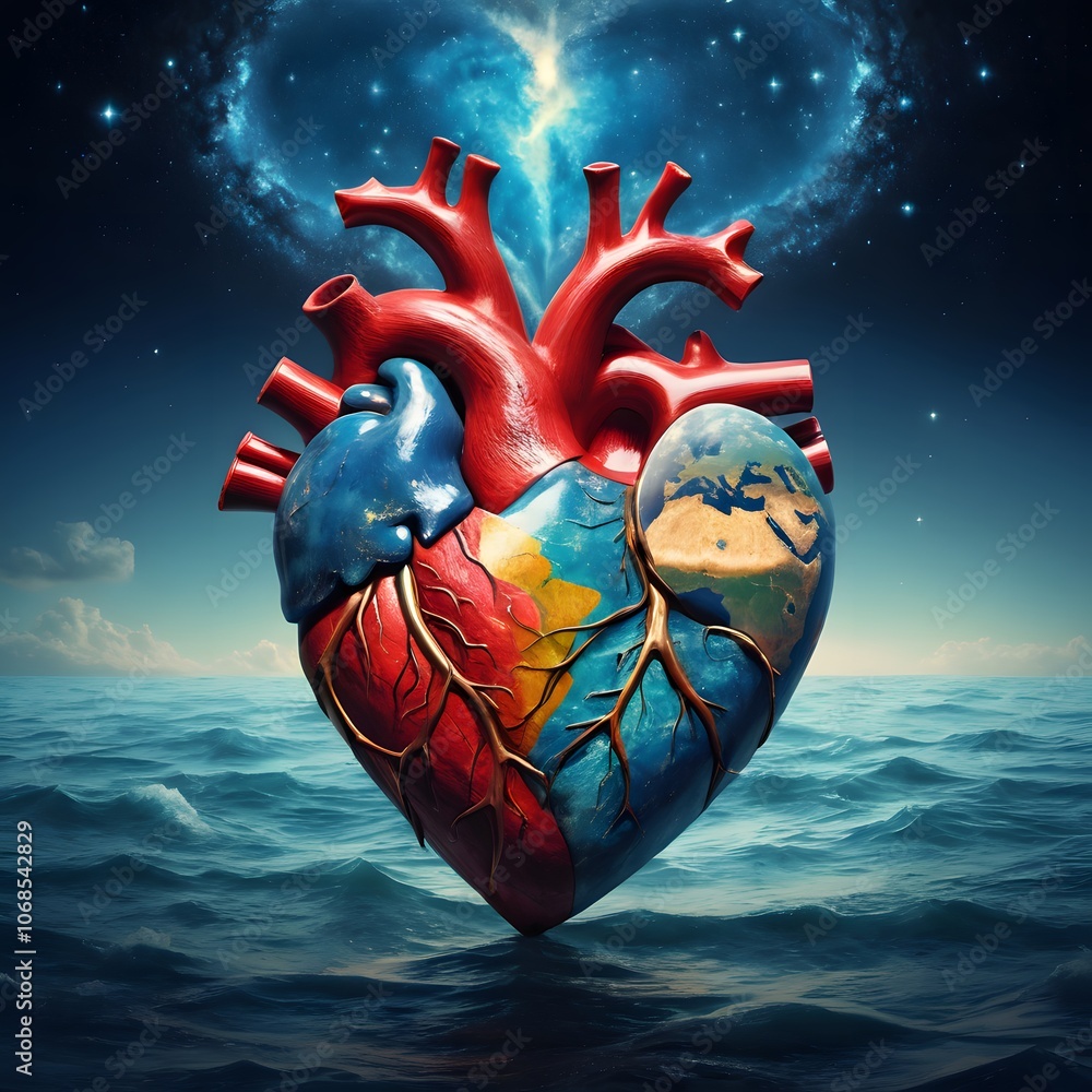 Aufkleber a stunning representation of love with a heart in the middle of the universe for artistic and romant