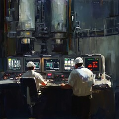 Operators in Control Room with Digital Interfaces