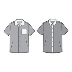 Men's Short Sleeve Collared Shirts Vector Set

