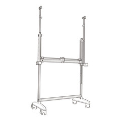Adjustable TV Cart with Wheels, Mobile TV Stand, Line Art

