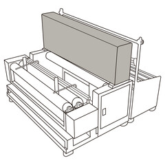 Industrial fabric processing machine vector illustration

