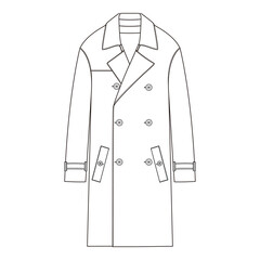 Double-breasted trench coat vector illustration

