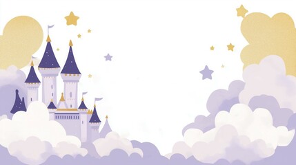 Fototapeta premium Story Illustration with Castle, Stars, and Open Space for Fairy Tale Text