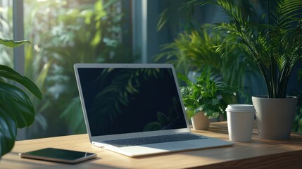 Fototapeta premium The Modern Laptop with Plants