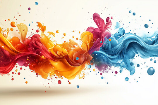 Joyful celebration of new year with vibrant colors and swirling patterns symbolizing happiness and fresh beginnings