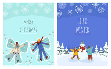 Winter emotional illustration. Web Banner, card, invitation, sale coupon. Vector illustration hand drawn art.