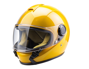 yellow motorcycle helmet isolated on transparent background