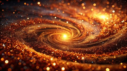 Obraz premium Golden Spiral of Light A mesmerizing cosmic dance of glowing particles swirling in a vibrant symphony of color, evoking a sense of wonder and awe.
