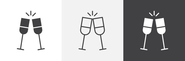 Champagne glasses icon set. vector illustration.