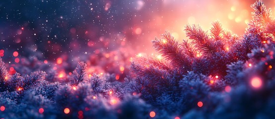 Naklejka premium a snow covered tree with red lights