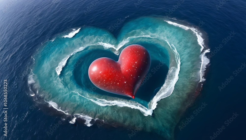 Poster a heart symbolizing love set against the vastness of the universe for use in emotional and inspirati
