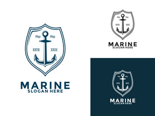 Anchor vintage logo design vector, Marine retro emblems logo with Anchor and Shield