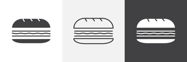 Sandwich icon vector set for ui designs