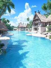Obraz premium Tranquil Tropical Landscape with Sacred Waters