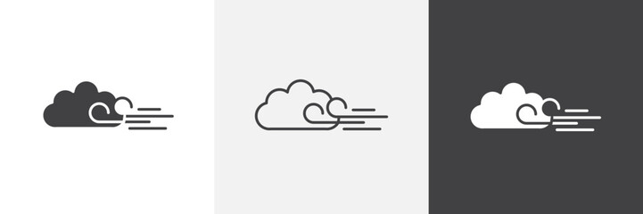 Wind clouds icon set. vector illustration.