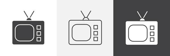 Old television icon set. vector illustration.