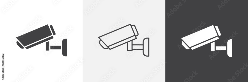 Poster security camera icon vector set for ui designs