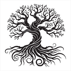 Fototapeta premium Tree Logo of life silhouette Clipart - Celtic tree Illustration Design