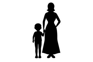 Mother and Child Silhouette | isolated vector illustration on white background