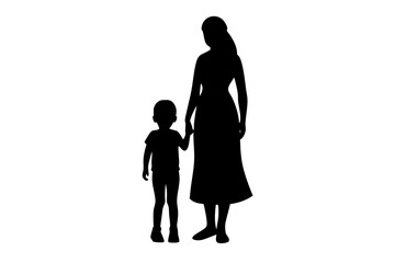 Mother and Child Silhouette | isolated vector illustration on white background