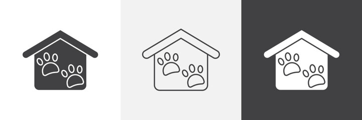 Pet shelter icon set. vector illustration.