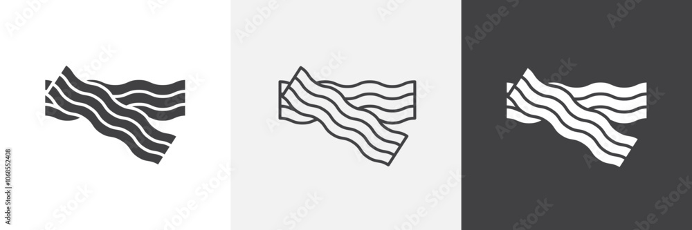 Poster bacon icon vector set for ui designs