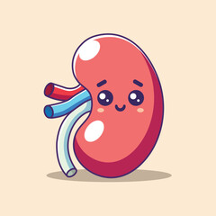 Human Kidney Organ Cartoon Vector Icon Illustration. Education Object Icon Concept Isolated Premium Vector. Flat Cartoon Style