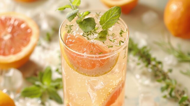 The first sip of a refreshing citrus and herb mocktail sparking conversation and appreciation for its unique flavor profile.