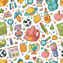 Children's toy hand drawn seamless pattern
