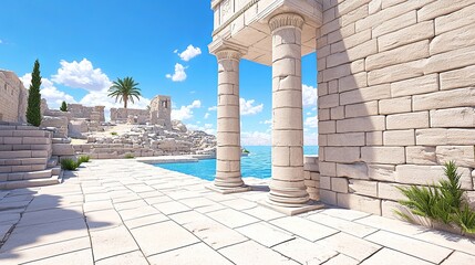 Ancient Architectural Element by the Water