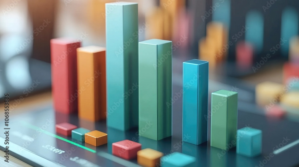Poster colorful data visualization with bar graphs and charts