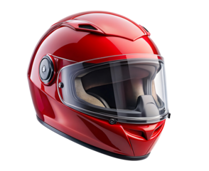 red motorcycle helmet isolated on transparent background