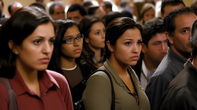 Job seekers actively engaging with recruiters at a bustling career fair, showcasing determination and eagerness in their pursuit of professional opportunities.