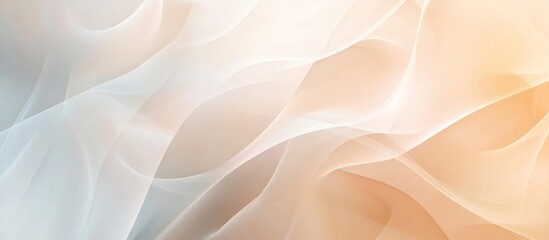 Obraz premium Abstract background with soft flowing fabric in shades of white, beige, and peach.