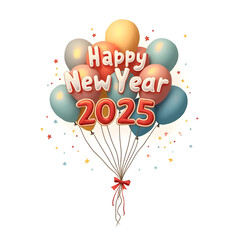 Illustration of Happy New Year 2025	with balloons
