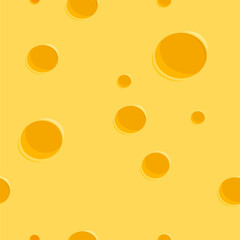 Cheese texture background pattern. Seamless pattern, yellow cheese with holes, Swiss, emmental or gouda seamless background wallpaper. Vector illustration