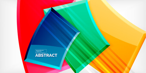 Round 3d shapes, plates background. Creative composition design template