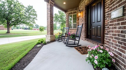 Rustic Front Porch with Rocking Chairs